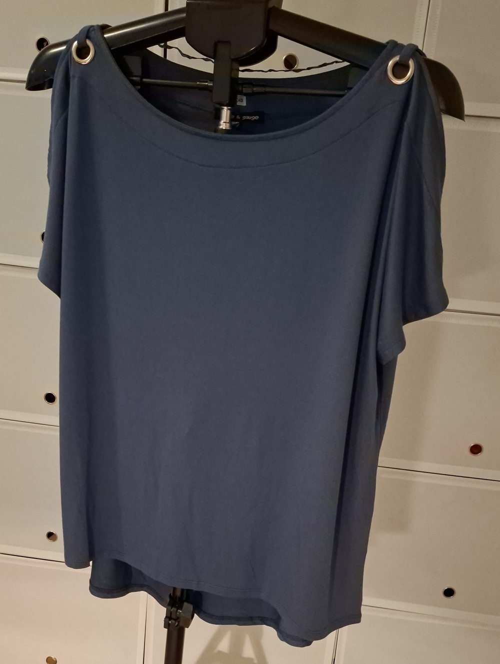 Cable & Gauge Slate Blue Cold-Shoulder Grommet Tee